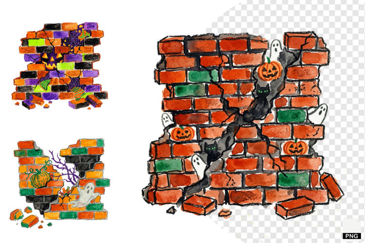 Halloween Brick Wall PNG