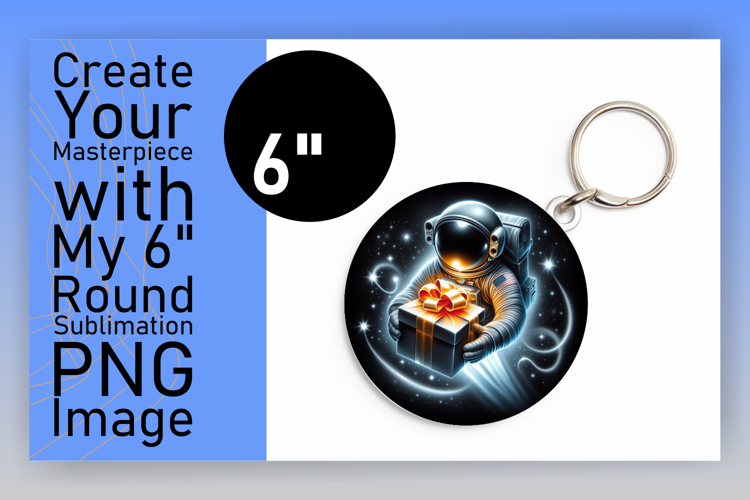 Elegant Circle Design Keychain Template , Astronaut
