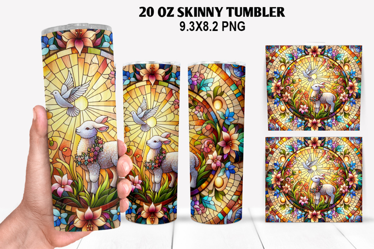 Lamb Skinny Tumbler 20oz Wrap Design, Easter Tumbler PNG