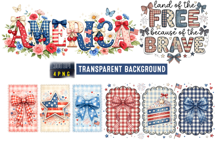 Coquette America 4th of July Patriotic png,American png