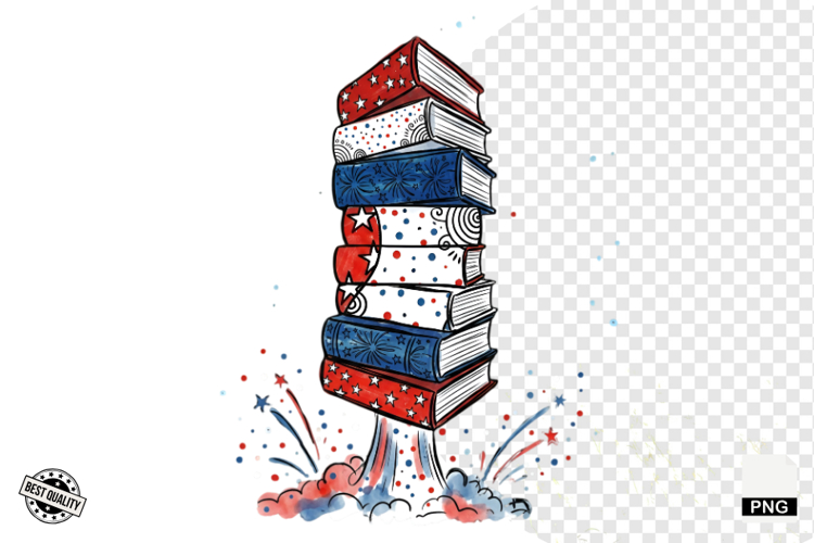 4th of July Books Reading Clipart example image 1