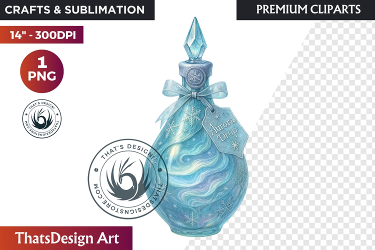 Christmas Winter Potion Bottles PNG, Magical Holiday Clipart