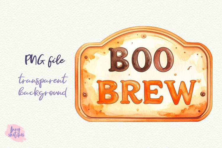 Cafe Sign Banner Boo Brew PNG Halloween Ghost Cafe Clipart