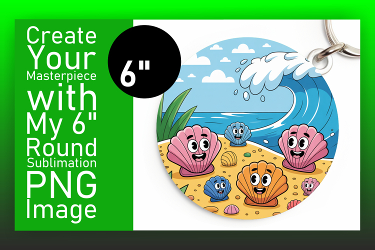 Gorgeous Round Design Keychain PNG , Summer Beach