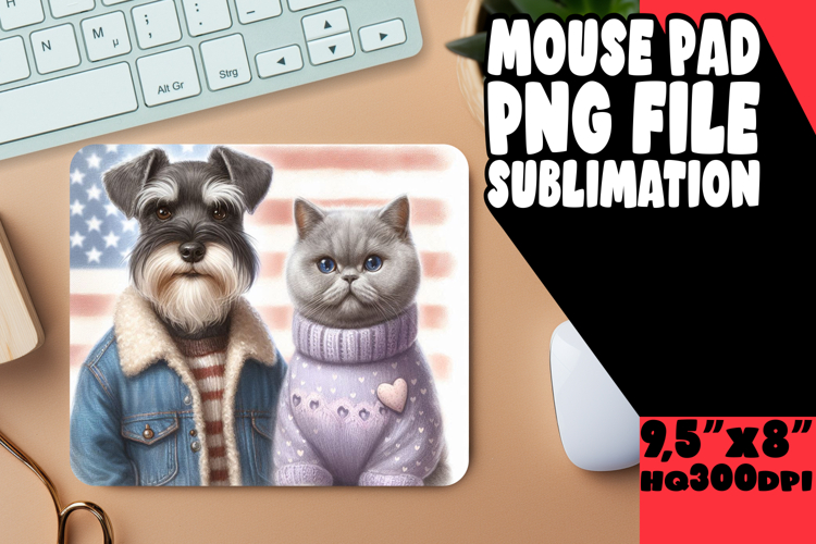 Playful DESK mat Fun Sublimation, Dog and cat