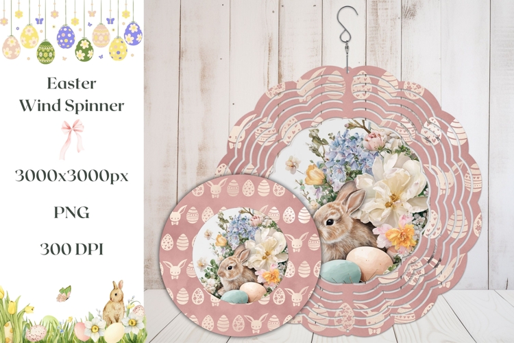Pink Wind Spinner Template, Easter Bunny Wind Spinner Print