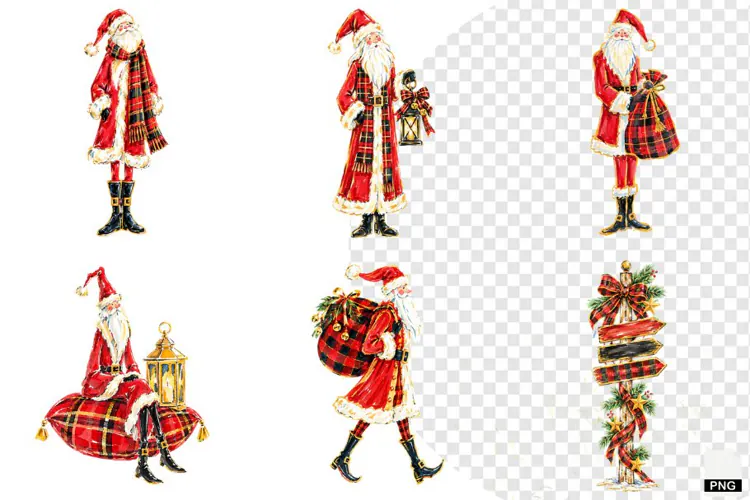 Plaid Cottage Christmas Clipart