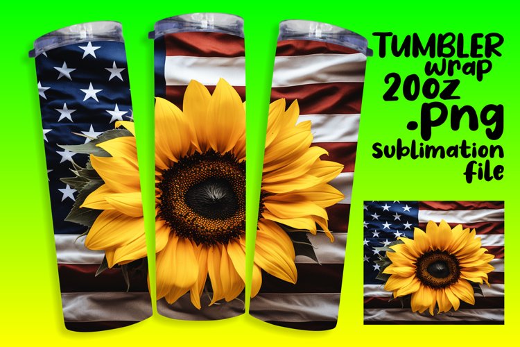 American Flag & Sunflower Tumbler example image 1