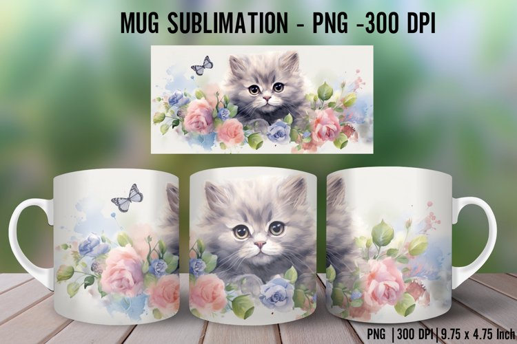 Cat Mug Wrap Sublimation Designs I 11oz Mug Sublimation
