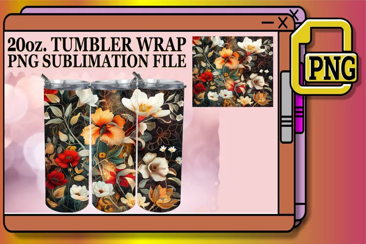 Radiant Flower Pattern Wrap for 20oz Tumbler