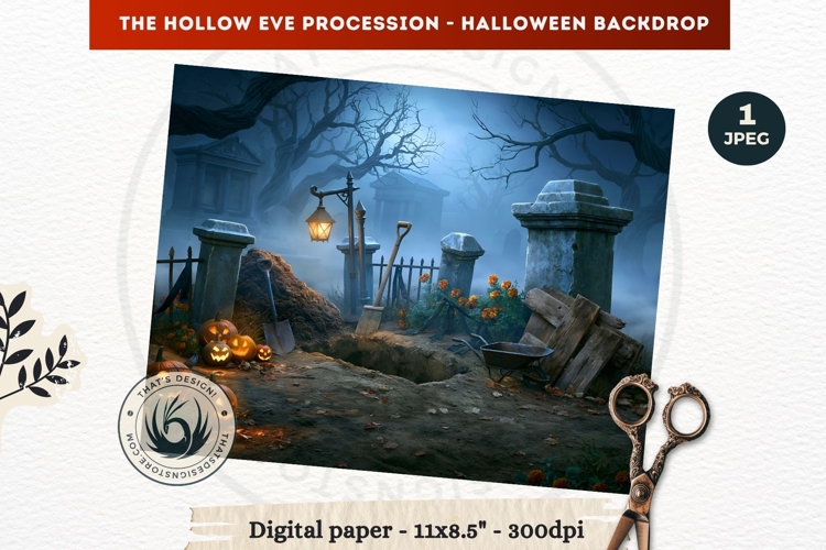 Gothic Halloween background - Hollow Eve Procession Backdrop