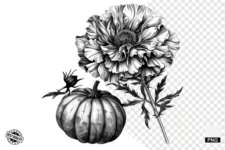 Black and White Halloween Autumn Clipart example image 1