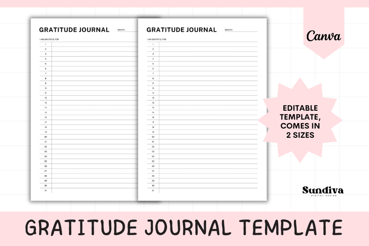 Gratitude Journal Printable   Editable Template 1