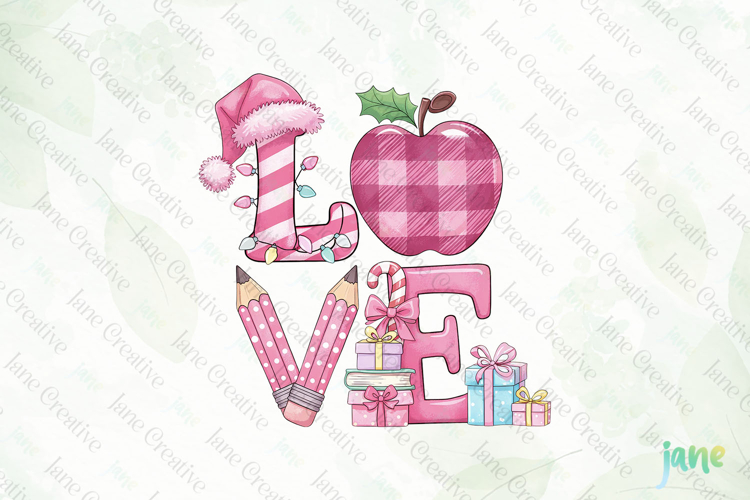 Pink Christmas School Teacher PNG