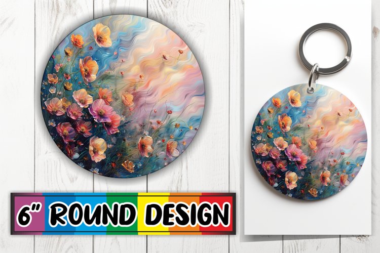 Blossoming Floral Circle Keychains
