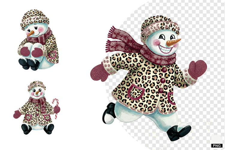 Winter Glitter Snowman Clipart example image 1
