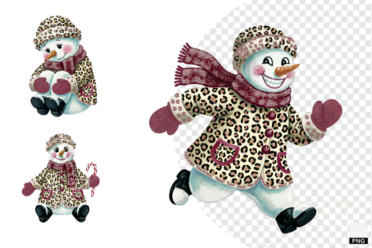 Winter Glitter Snowman Clipart
