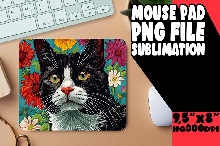Grinning Cat Sublimation Mouse Mat example image 1