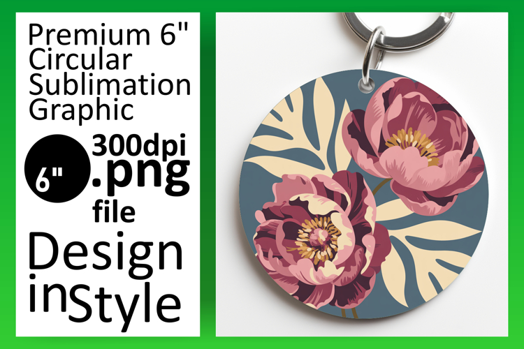 Sophisticated Round Design Keychain Art , Flowers