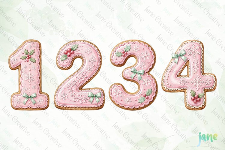 Christmas Cookie Number Clipart example image 1
