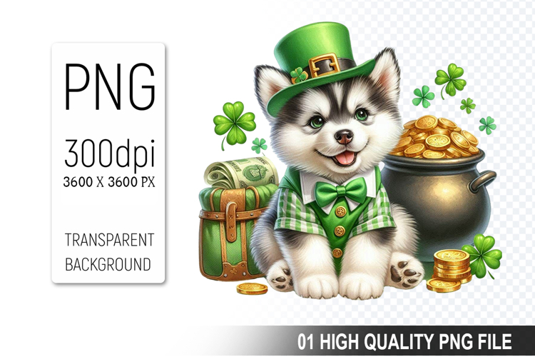 St. Patrick’s Dog with Hat Clipart, Sublimation PNG