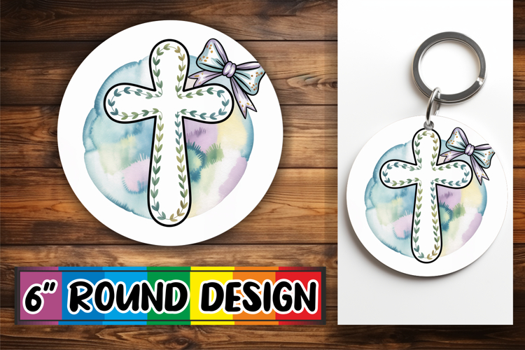 Bright Ornaments Circle Sublimation, Cross and Bow