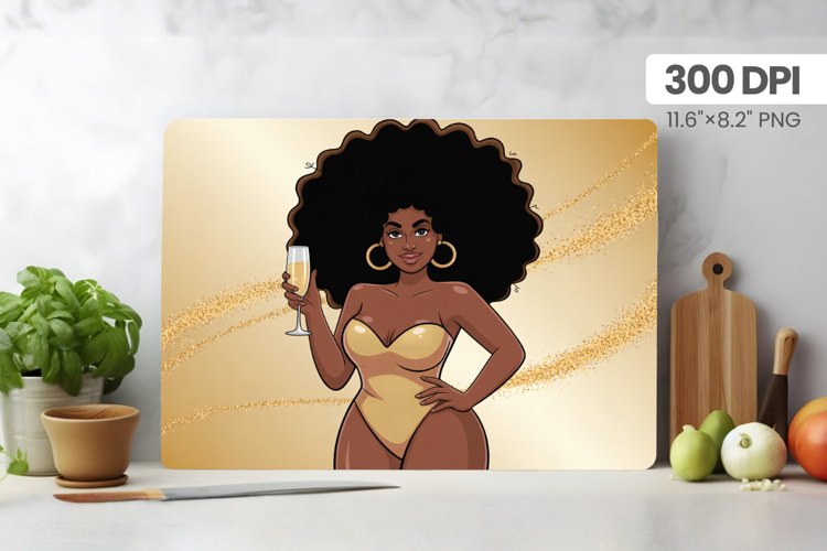 Afro Girl/Woman Melanin braided hair Cutting Board PNG Desig
