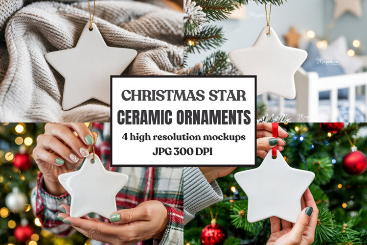 Christmas Star Ceramic Ornament Mockup | Holiday Star example image 1