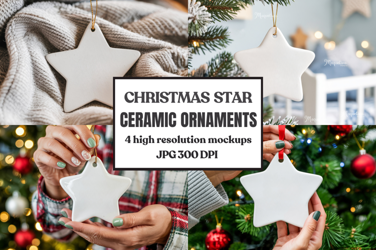Christmas Star Ceramic Ornament Mockup | Holiday Star