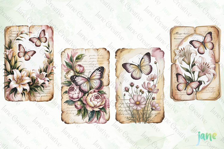 Butterfly Junk Journal Page Clipart