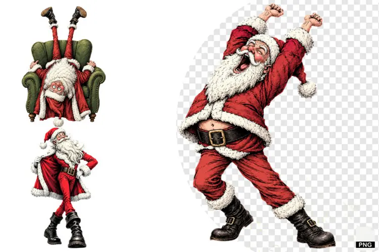 Funny Quirky Santa PNGs