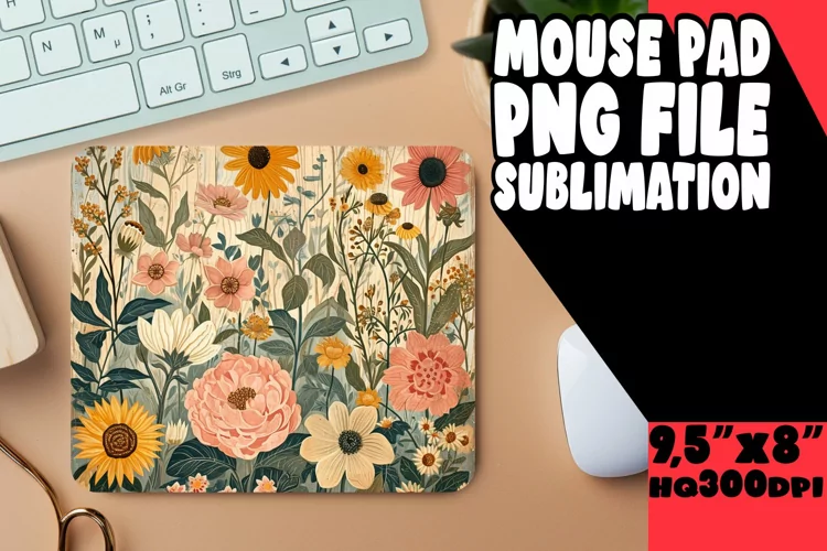 Retro Springtime Blossom Mouse Pad Design