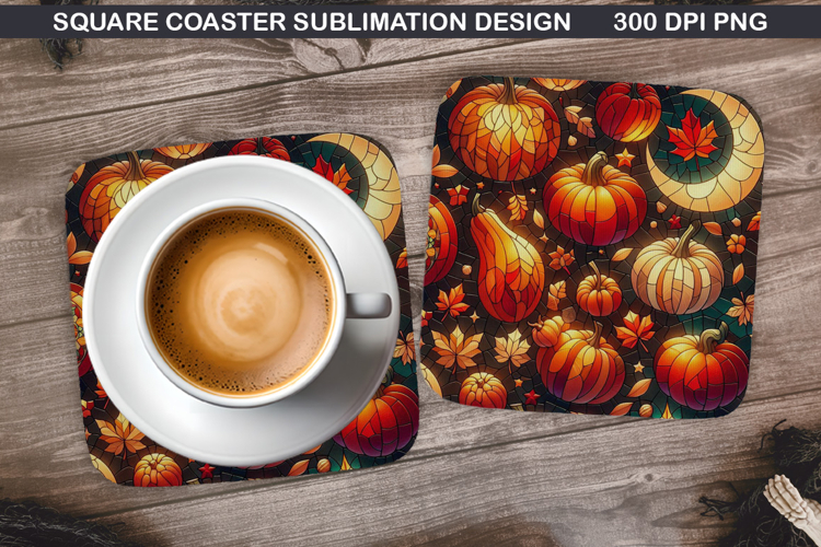 Pumpkin Coaster Sublimation, Halloween Coaster PNG Design
