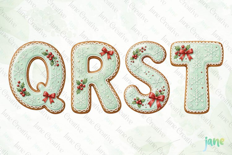 Mint Cookie Letters Clipart example image 1