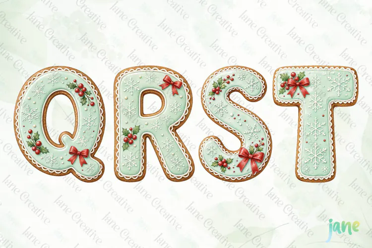Mint Cookie Letters Clipart