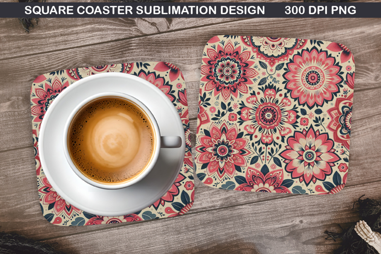 Flowers Coaster Sublimation, Spring Coaster PNG Design