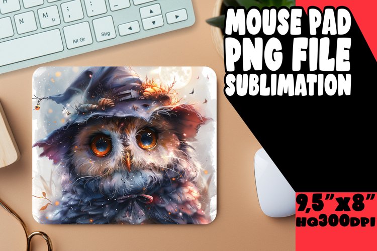 Watercolor Owl Mouse Pad example image 1