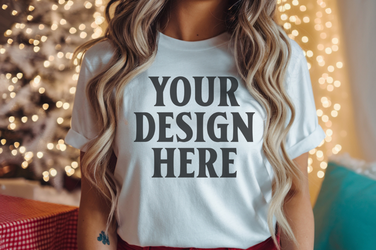 Christmas Bella Canvas 3001 Ash Shirt Mockup ,Trandy Mock