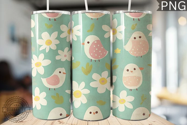 Spring Easter Tumbler Wrap - High Quality 300 Dpi