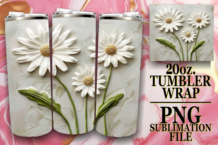 3D Petal Serenity: Tumbler Wrap Sublimation