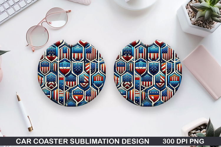 4th Of July Car Coaster Sublimation| 4th Of July Coaster PNG