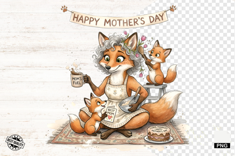 Whimsical Fox Mom PNG - Fox Clipart