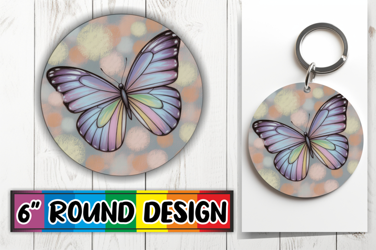 Luminous Car Coaster Round Sublimation PNG, Butterfly