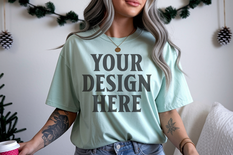 Chalky Mint Christmas Comfort Colors 1717 TShirt Mockup,cc17