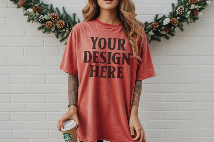 Christmas Comfort Colors 1717 Chili TShirt Mockup, CC 1717
