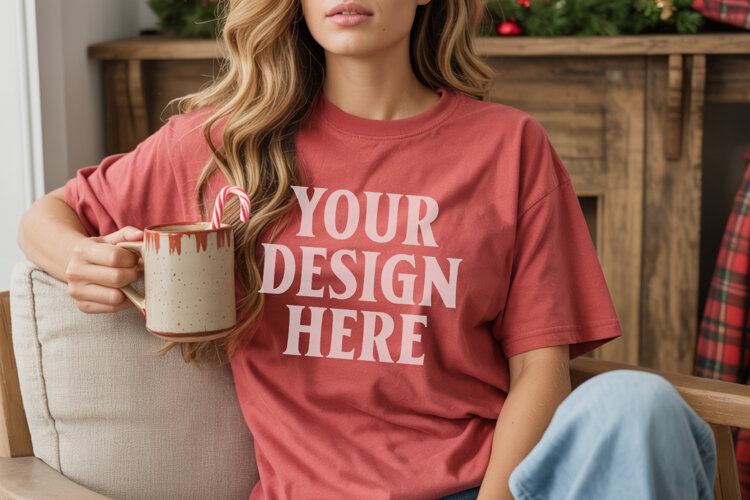 Chili Christmas Comfort Colors 1717 T-shirt Mockup example image 1