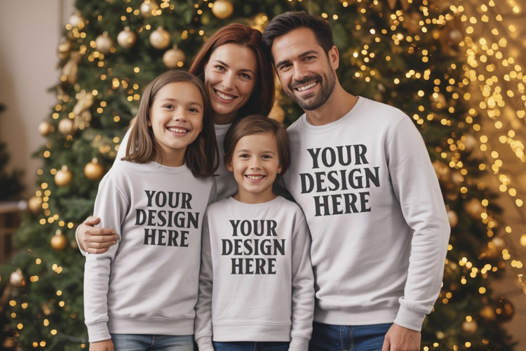 Christmas Family Matching T-Shirt Mockups | Holiday Group