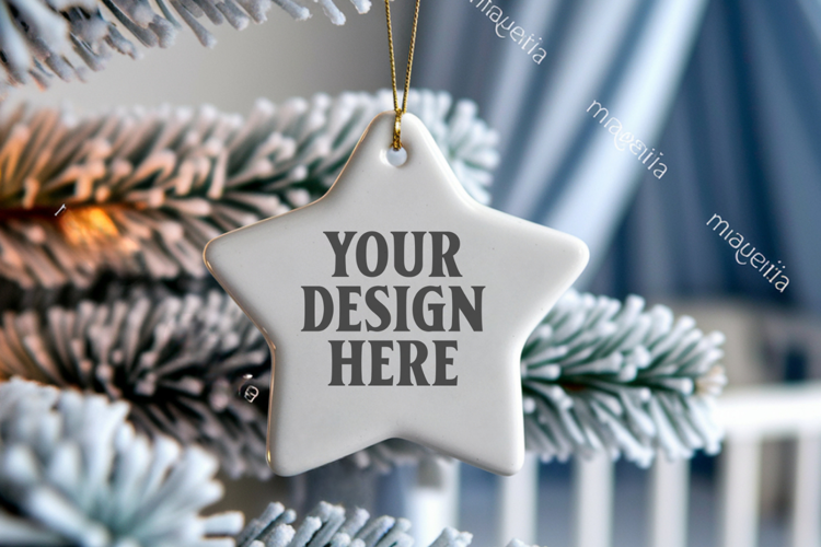 Christmas Star Ceramic Ornaments Mockup