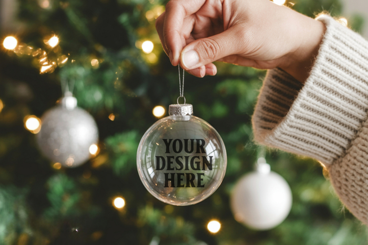 Acrylic Christmas Ornament Mockup , christmas ornament mocku