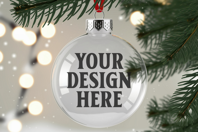 Acrylic Christmas Ornament Mockups | Clear Holiday Ornament
